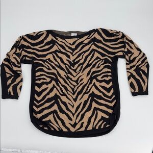 CABi Zebra Print Sweater - Black and Tan